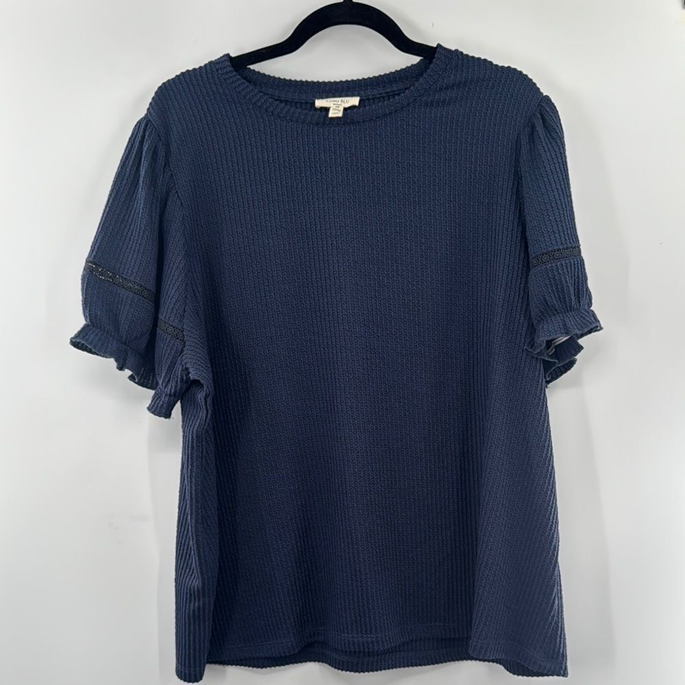 3for$20 Como Blu Waffle Short Sleeve Blouse Size: XXL